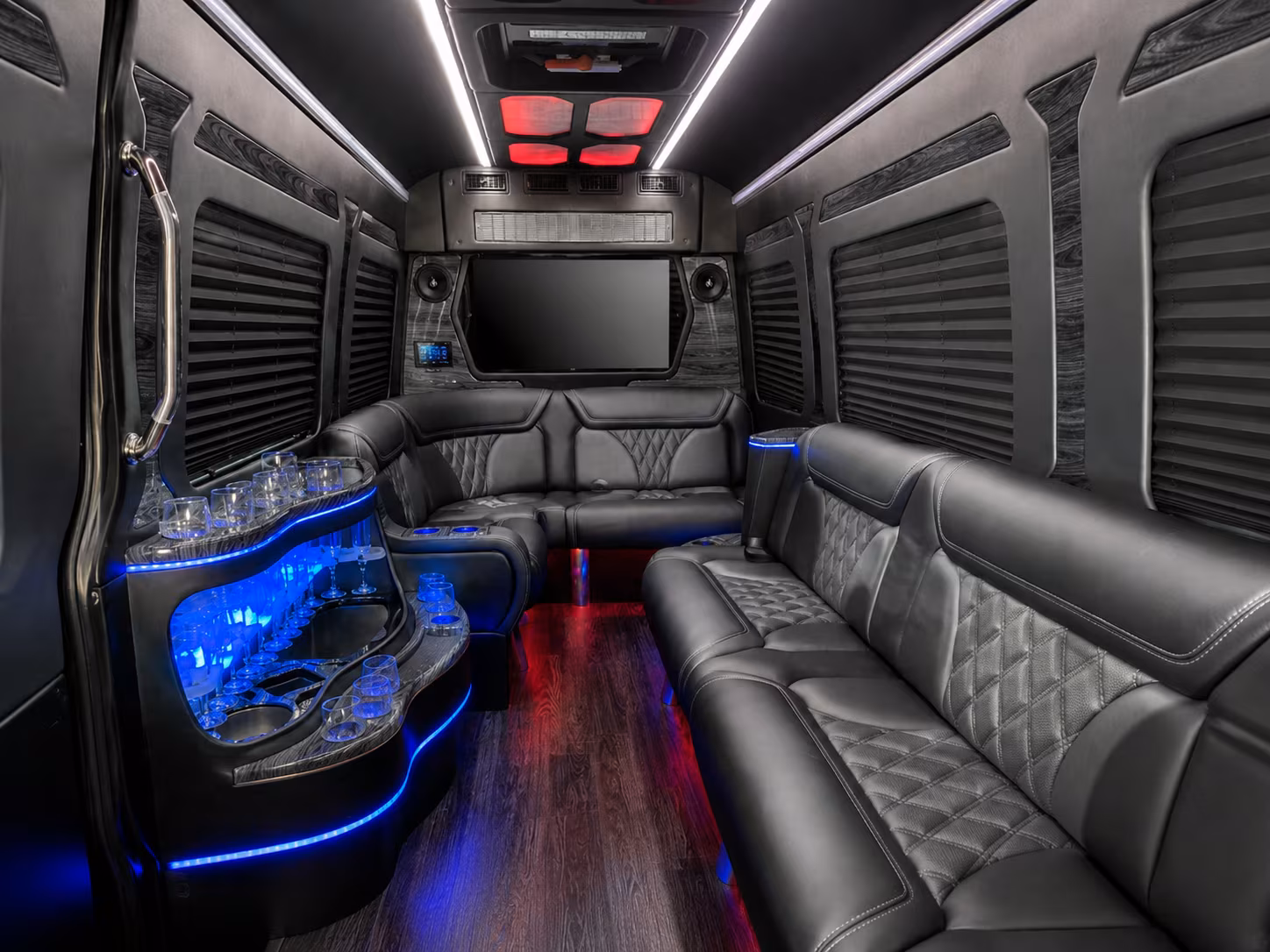 bloomington 30 passenger party bus interior