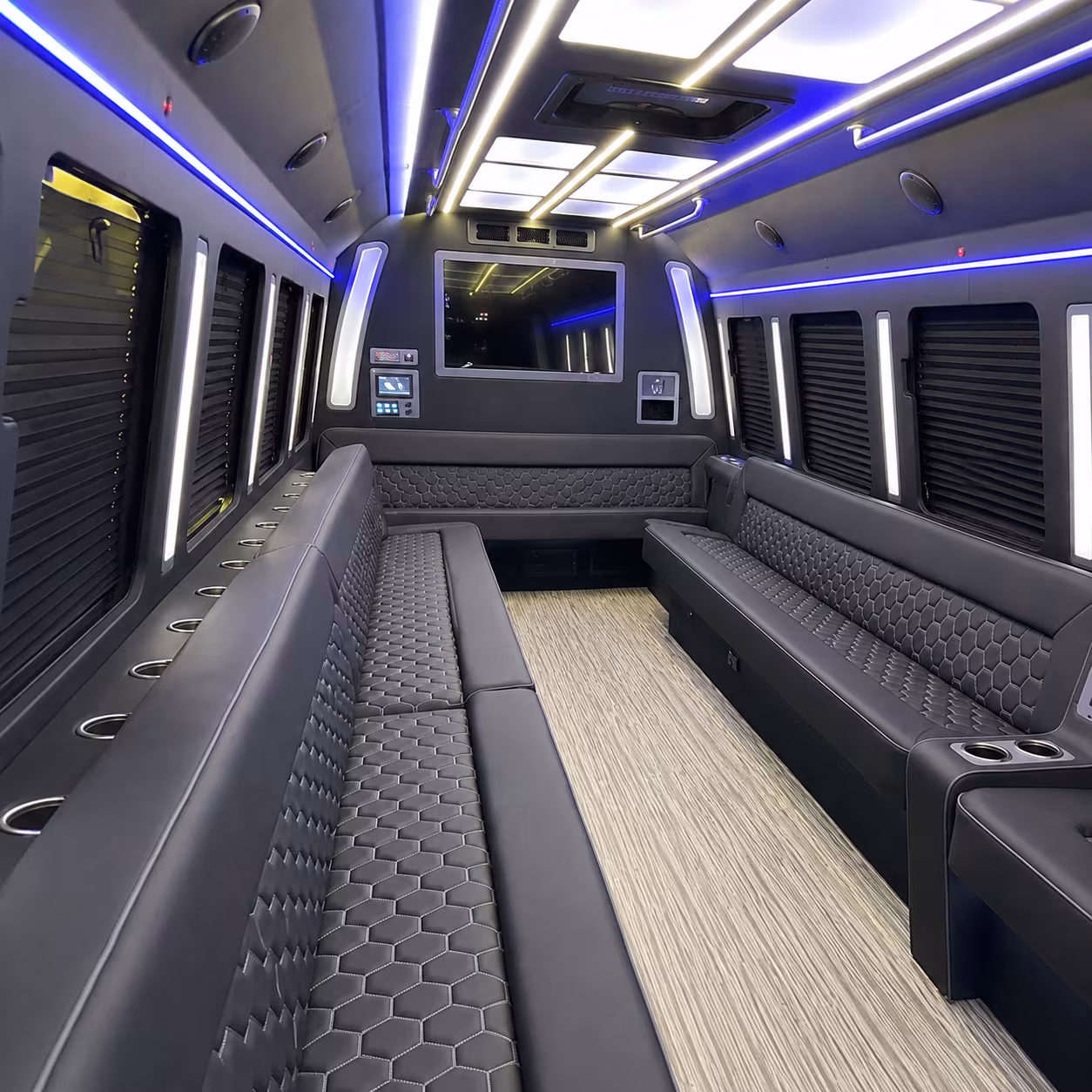 bloomington 40 passenger party bus inside
