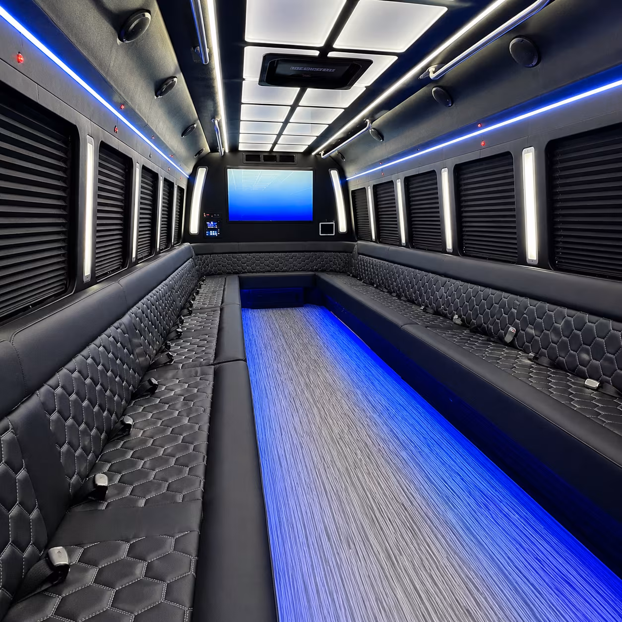 bloomington 50 passenger party bus inside