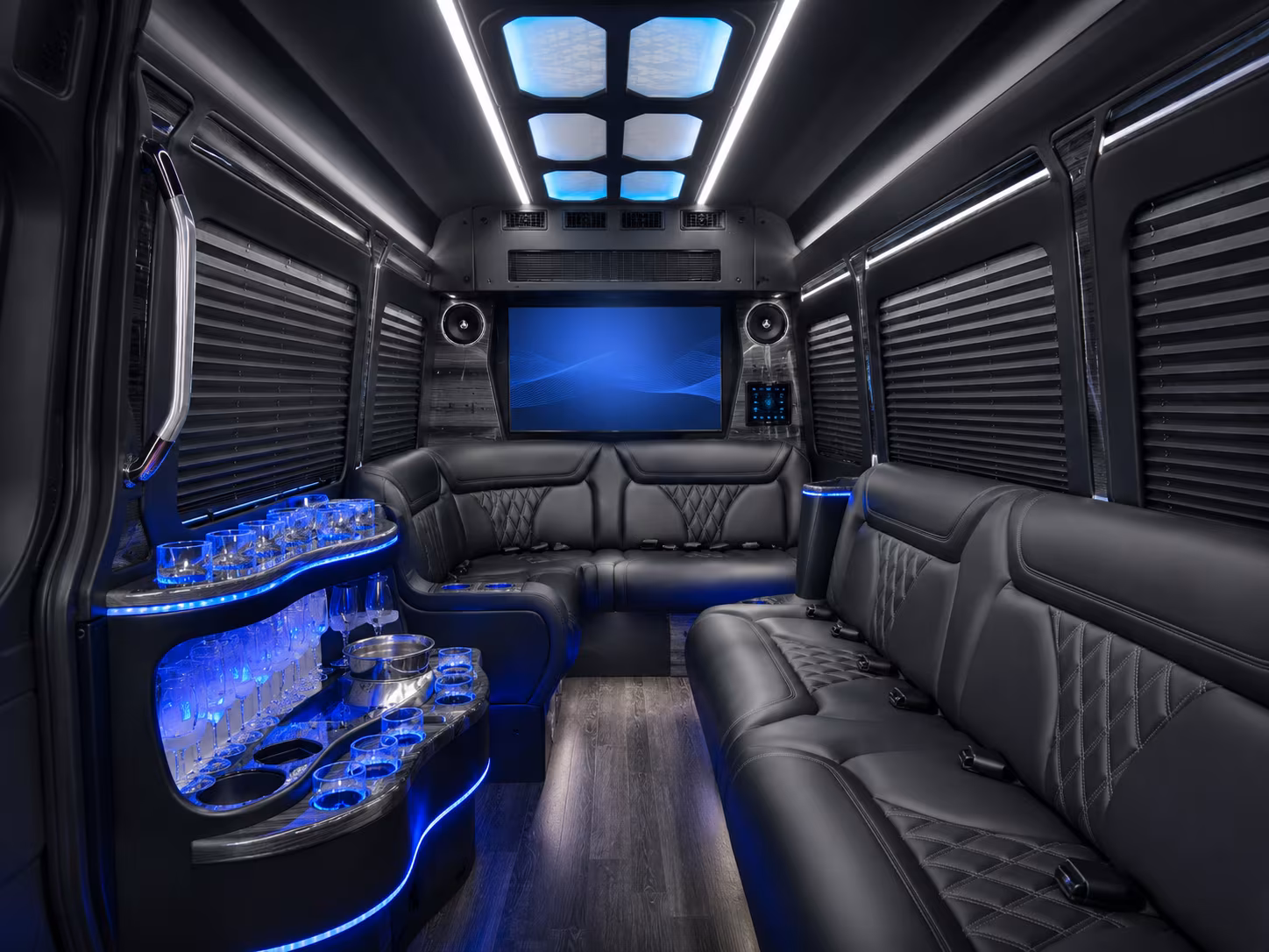 bloomington 50 passenger party bus interior