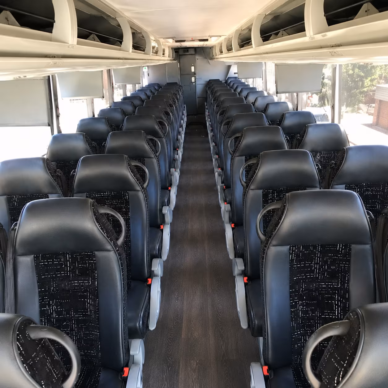 bloomington 56 passenger charter bus inside