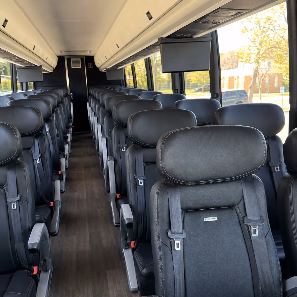 bloomington 56 passenger charter bus interior